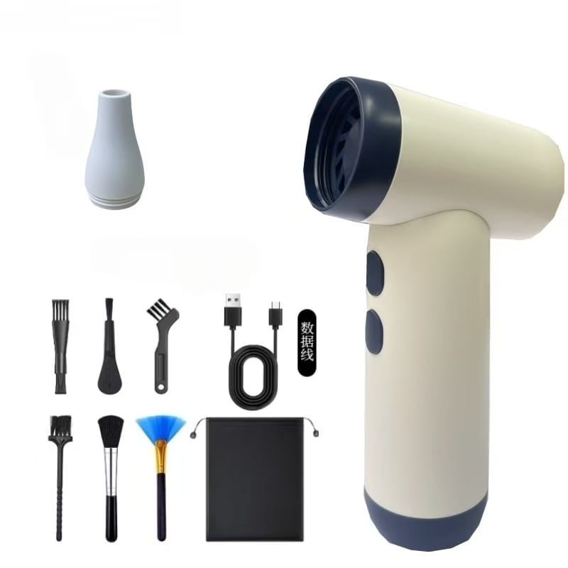 Handheld Hair Dryer 11V 40W High Power Wireless Portable Brushless Motor Lighting Multifunctional Fan(White and Blue-A01)