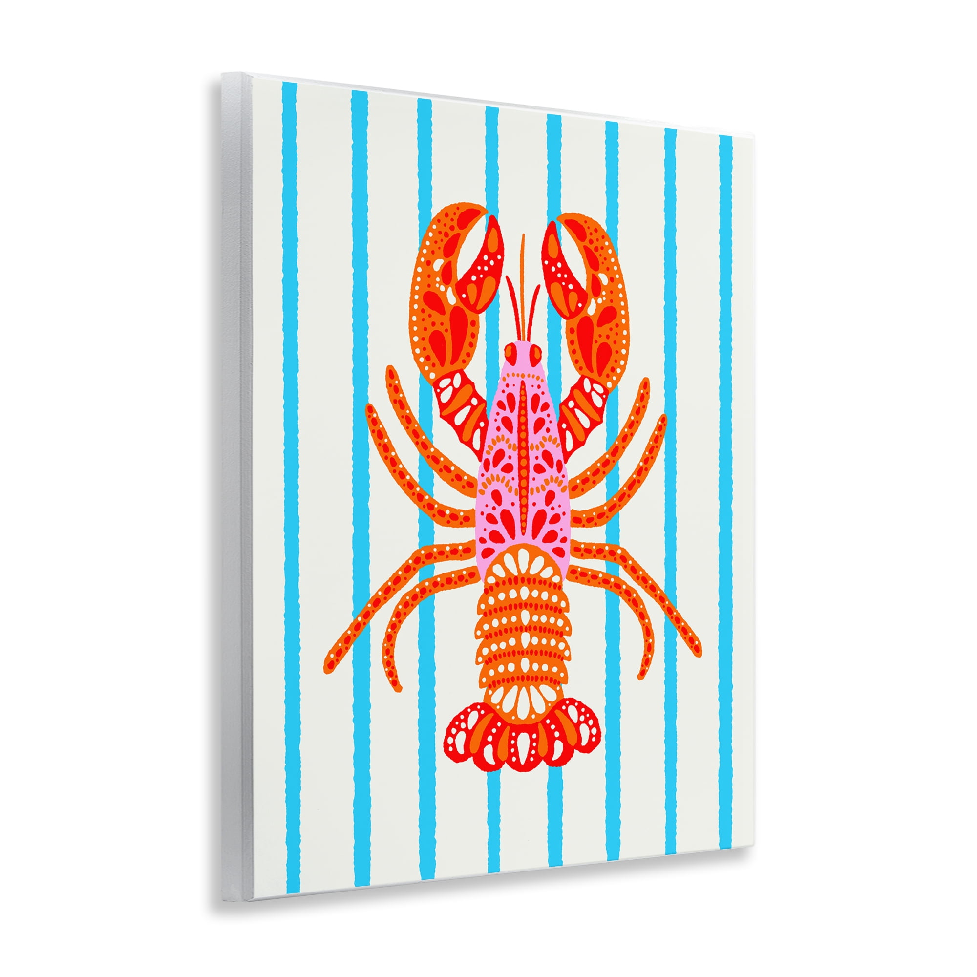 Stupell Industries Bright Boho Lobster on Stripes Wall Plaque Art, design by Indira Prieto | IndySign