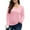 0-Pink, variant on Plus Size T-Shirt for Women Long Sleeve V Neck Shirts Casual Rayon Tops, Pink 3XL