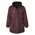 thumbnail image 6 of Girls Fleece Lined Heavy Winter Parka Jacket Coat Faux Fur Trim Zip-Off Hood - Merlot (10/12), 6 of 7