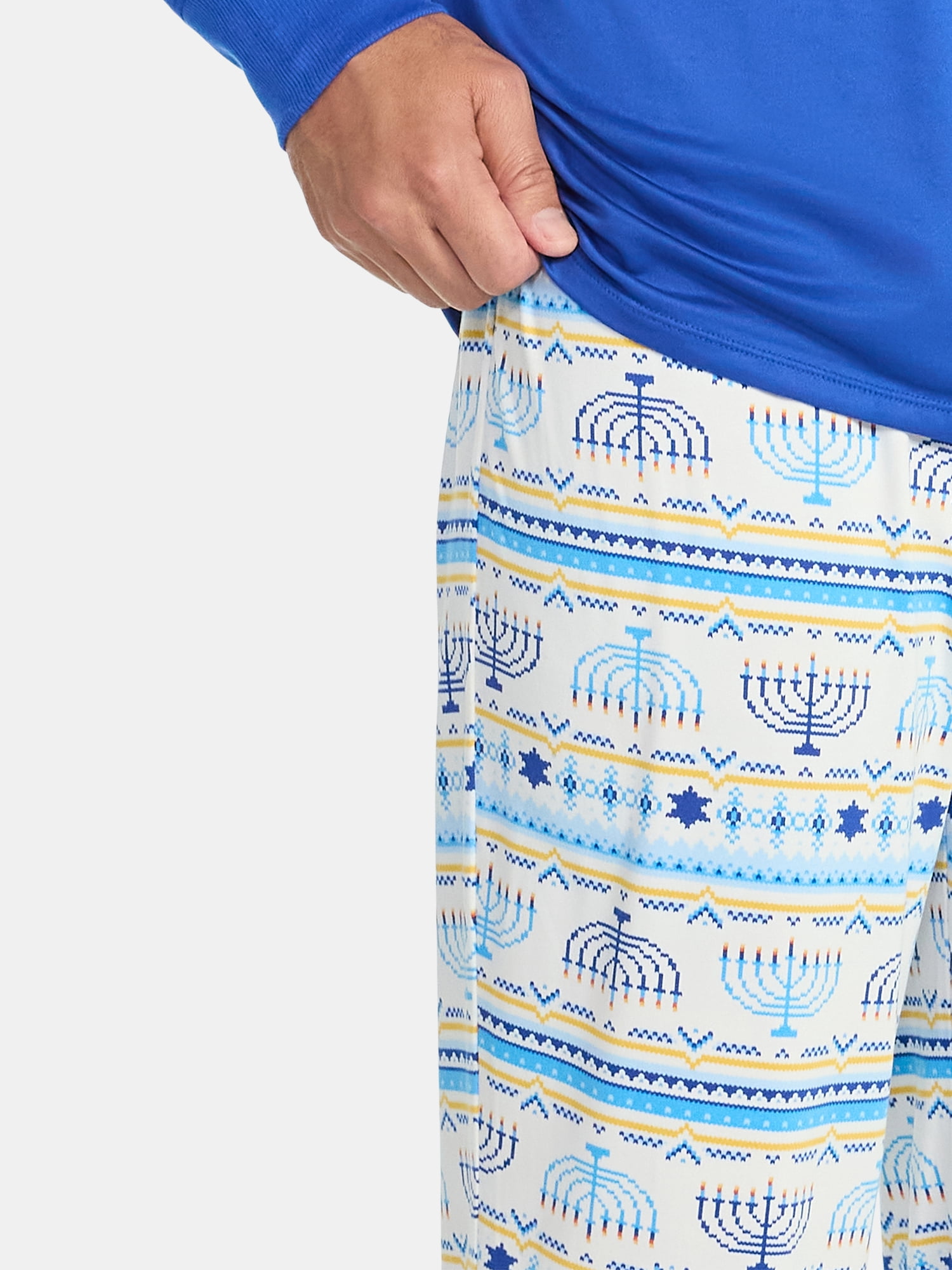 Hanukkah Men's and Big Men's Matching Family Pajamas Set from Way to Celebrate, 2-Piece, Sizes S-3XL