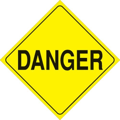 Voss 401 DAN YR 12x12in. Reflective Trail Sign - Danger (Yellow/Black)