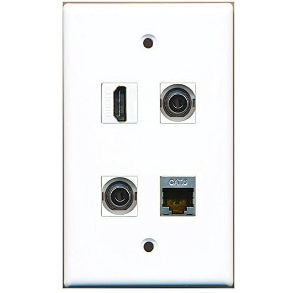 RiteAV - 1 Port HDMI 1 Port Shielded Cat6 Ethernet 2 Port 3.5mm Wall Plate