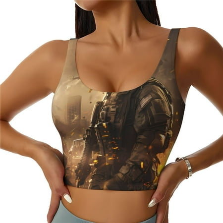 Matuu Apocalyptic Skull Soldier for Women s Sports Bra - Soft  Comfortable and Breathable Sports Vest for Yoga  Fitness  and Dance-Small