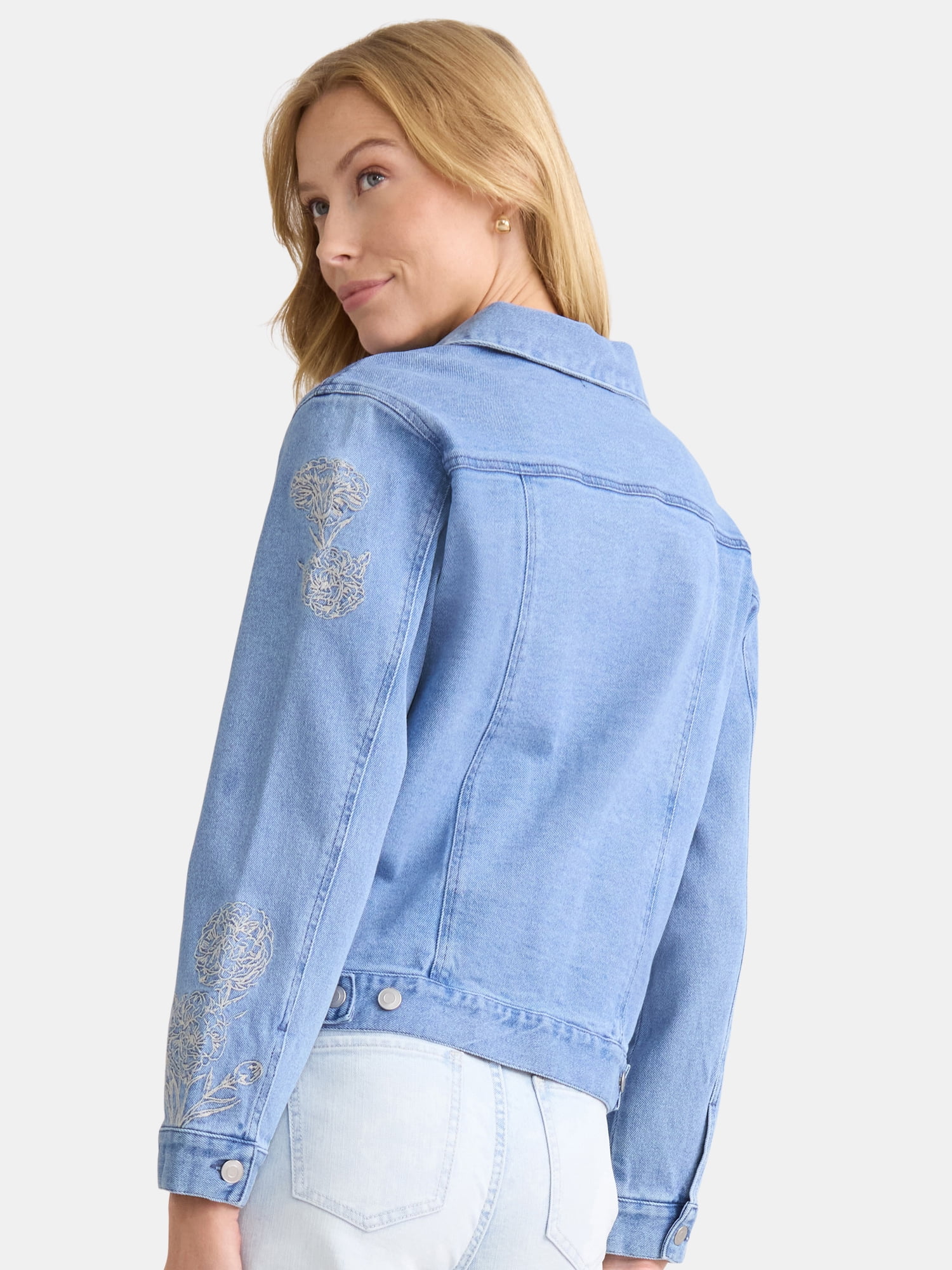 The Pioneer Woman Denim Jacket with Embroidery, Sizes S-3X, Women’s and Women’s Plus