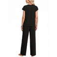 thumbnail image 3 of MINTREUS Two Piece Lounge Sets for Women Fall Short Sleeve Travel Vacation Outfits Set with Pocket and Wide Leg Pants, 3 of 8