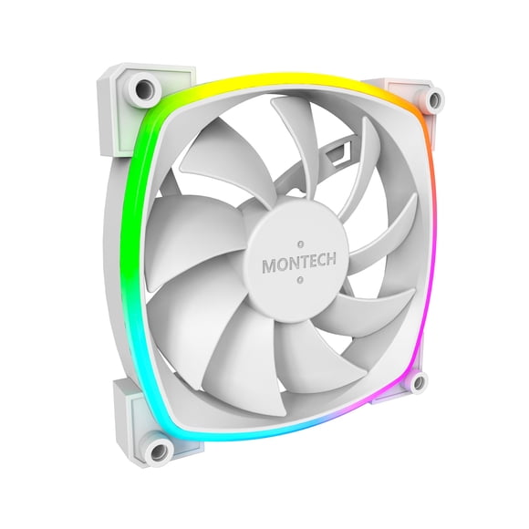 Ventilador Montech AX 120 ARGB 1600PWM de alta durabilidad blanco