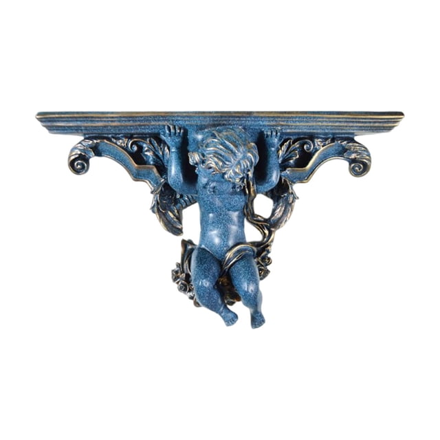 Estantes flotantes en la pared europea, estante de estatua de ángel de resina estante multiusos para la decoración de la pared del dormitorio Azul oscuro Sunnimix Estante montado en la pared