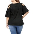 thumbnail image 3 of Unique Bargains Juniors' Plus Size Strappy Shoulder Trumpet Sleeves Top 4X Black, 3 of 7
