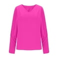 thumbnail image 5 of Loopsun Womens Winter Tops, Long Sleeve T Shirts for Women, Women's Casual Long Sleeve V Neck Shirt Blouses Tops Hot Pink, L, 5 of 5