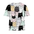 thumbnail image 4 of Black Ladies Cat Graphic Loose Fit Tshirts Crew Neck Spandex Tops Tee for Juniors Short Sleeve Lounge Kawaii Fall Summer Tee Shirt 2025 Clothing Country Concert Y2K L, 4 of 4