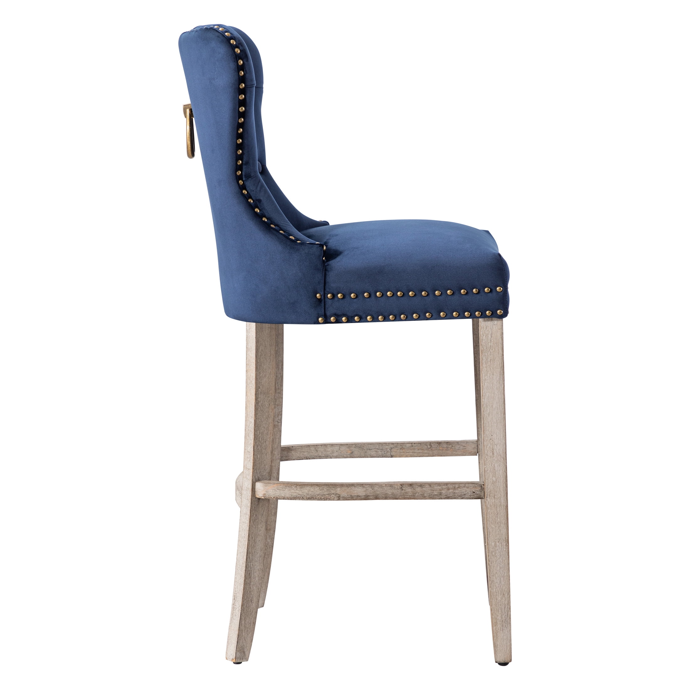 Westin Outdoor 29" Tufted Velvet Counter Stool, Antique Gray/Velvet Navy Blue