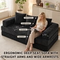 thumbnail image 3 of SESSLIFE Sofa Bed, Convertible Chenille Fabric Boneless Couch, Sleeper Sofa with Pillows & Storage Pocket, No Assembly Folding Pull Out Couch for Living Room, Black, 3 of 9