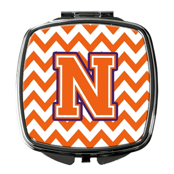Letter N Chevron Orange and Regalia Compact Mirror