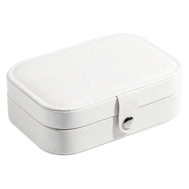 Joyero para mujer, pequeño organizador de viaje de cuero PU, joyero portátil, caja de almacenamiento para anillos, pulsera, collar y pendientes