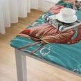 thumbnail image 4 of HAOXIT Teal Pink Flower Square Table Cloth Cover Decorations Fabric Square Tablecloth for Home Dining Room Kitchen Decor 46*46, 4 of 7