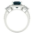 thumbnail image 4 of 3.005 ct Princess Cut Natural London Blue Topaz 3 Stone 18K White Gold Womens Engagement Ring, 4 of 5