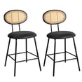 thumbnail image 5 of Kithkasa 26" Counter Stools Set of 2,Velvet Rattan Barstool with Metal Legs for Kitchen Island Cafe, Wine Bar, Black, 5 of 10