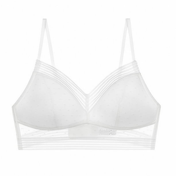 Sujetador de ventilación de encaje, sujetador de encaje sexy sin anillo de acero reunión ultrafina ropa interior trasera en forma de U Blanco