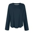 thumbnail image 7 of Basic T Shirts for Women Women's Fashion Solid Color Round Neck Long Sleeve T-shirt Casual Autumn Tops, 7 of 7