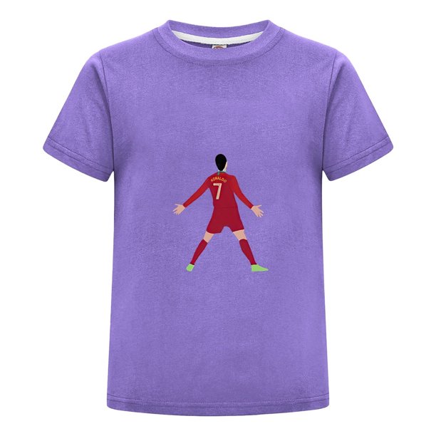 Playera CR7 Niño con Número 7 y Celebración Camiseta de Algodón para Verano