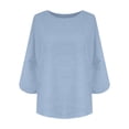 thumbnail image 3 of Women Cotton Linen Embroidered Tops Loose Fit Tunic 3/4 Sleeve Summer Blouse Shirts Boho Peasant Trendy Clothes 2026, 3 of 5