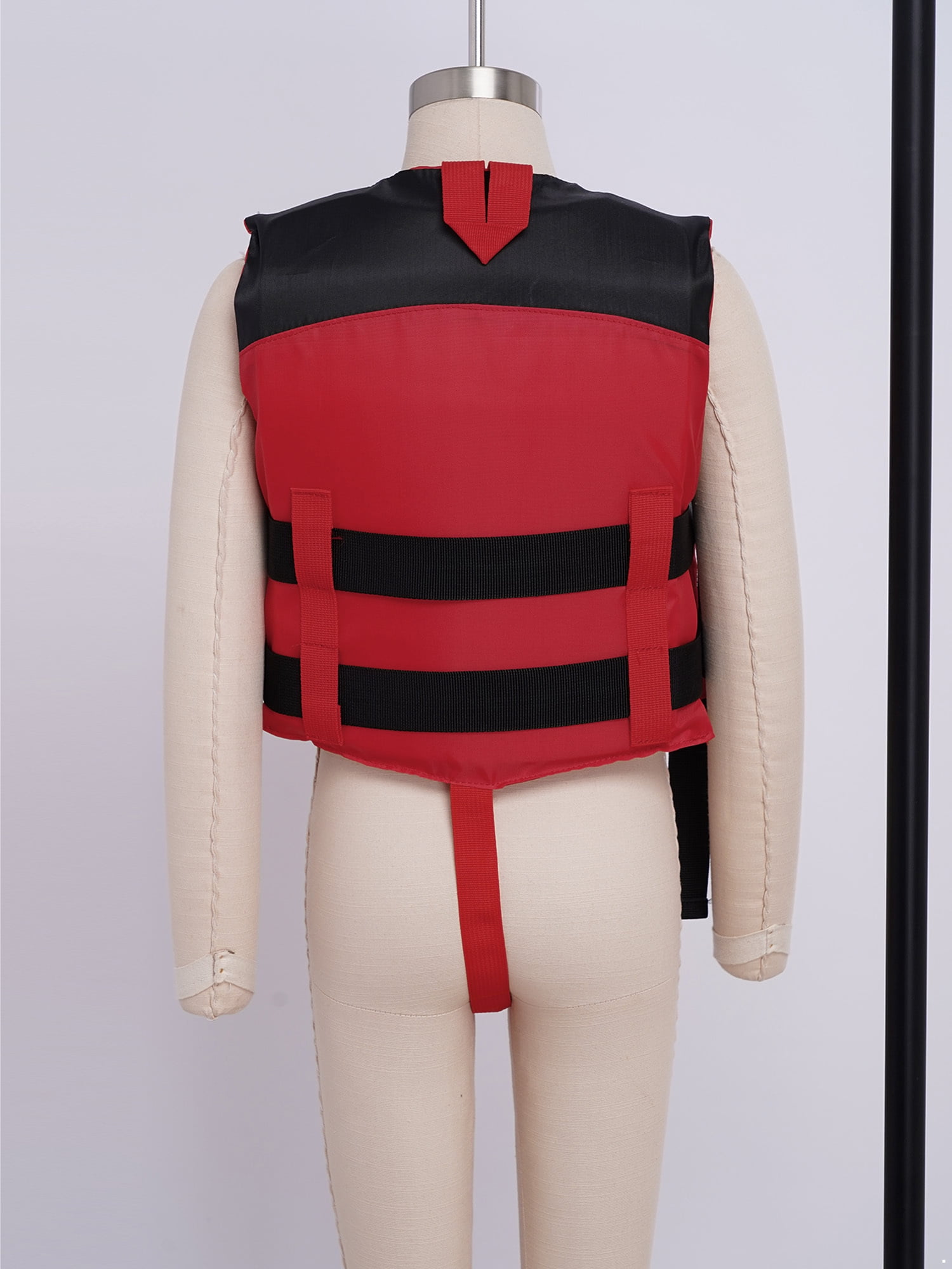 Haitryli Boys Girls Swim Life Vest Kids Color Block Buoyancy Jacket Fishing Snorkeling Water Sports Tops Black Red XXL