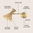 thumbnail image 5 of JONATHAN Y Lily 25" 1-Light Mid-Century Vintage Retro Rattan/Metal USB Charging Swing Arm LED Sconce with Pull Chain, Light Brown/Brass Gold, 5 of 12