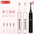 thumbnail image 2 of Cepillo de dientes eléctrico sónico para fiestas de estudiantes, silencioso, suave, con ajuste de 6 velocidades, carga USB, para adultos, parejas, hogar, cabezal impermeable, 2 of 5