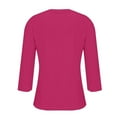 thumbnail image 5 of Dyfzdhu Long Sleeve T-shirt For Women Round Neck Solid Color 3/4 Sleeves Blouse Tops Blouse T Shirt Casual Top, 5 of 6