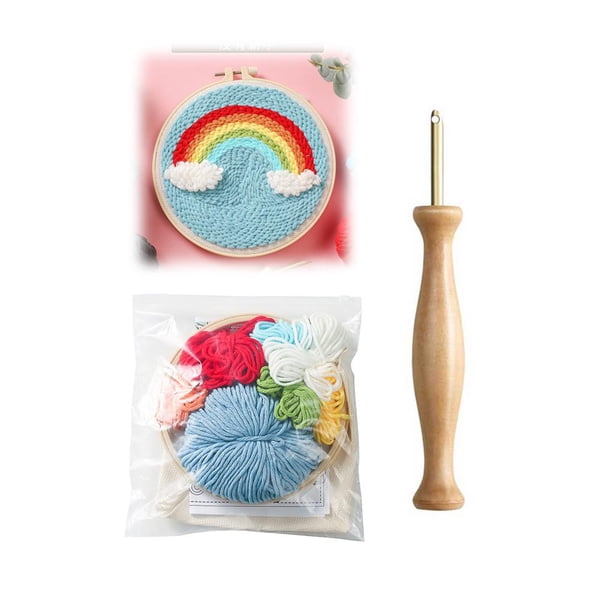Kits De Inicio De Bordado De Aguja De Punzón Herramienta De Aguja De Punzón Tela De Bordado Con Patrón Juego De Bordado Artesanal De Bricolaje Para Decoración De Pared Para El Hogar Regalo Artesanal Monstrate HA023746-00