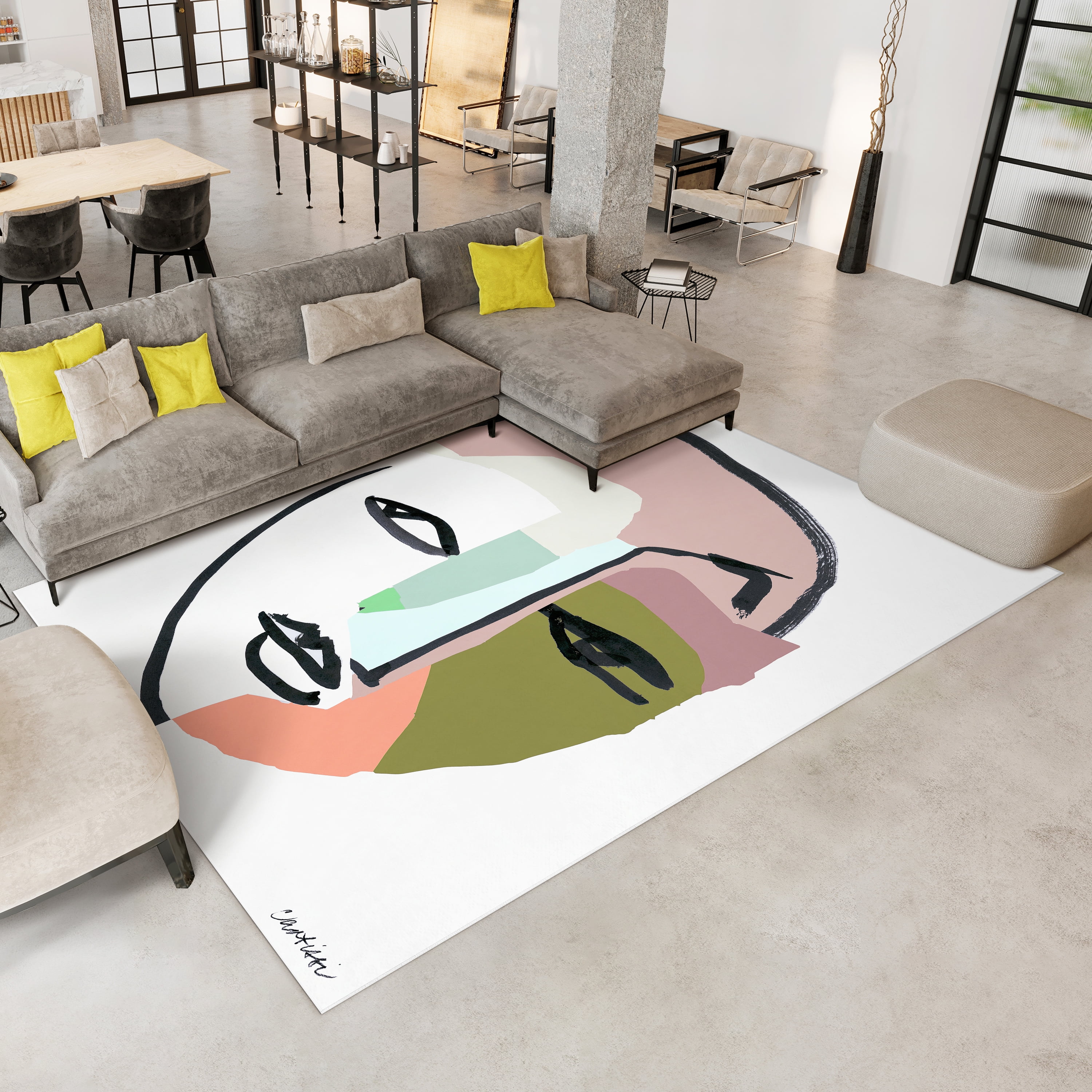 Expressions Unveiled II Washable Art Area Rug size 8'x10', Power-loomed, Heavenly Softness with Non-Slipping Backing