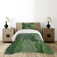 thumbnail image 4 of Ambesonne Forest Green Quilted Bedspread Set 2 Pcs, Camo Palm Leaves, Twin Size, Sage Green Pale Green, 4 of 5
