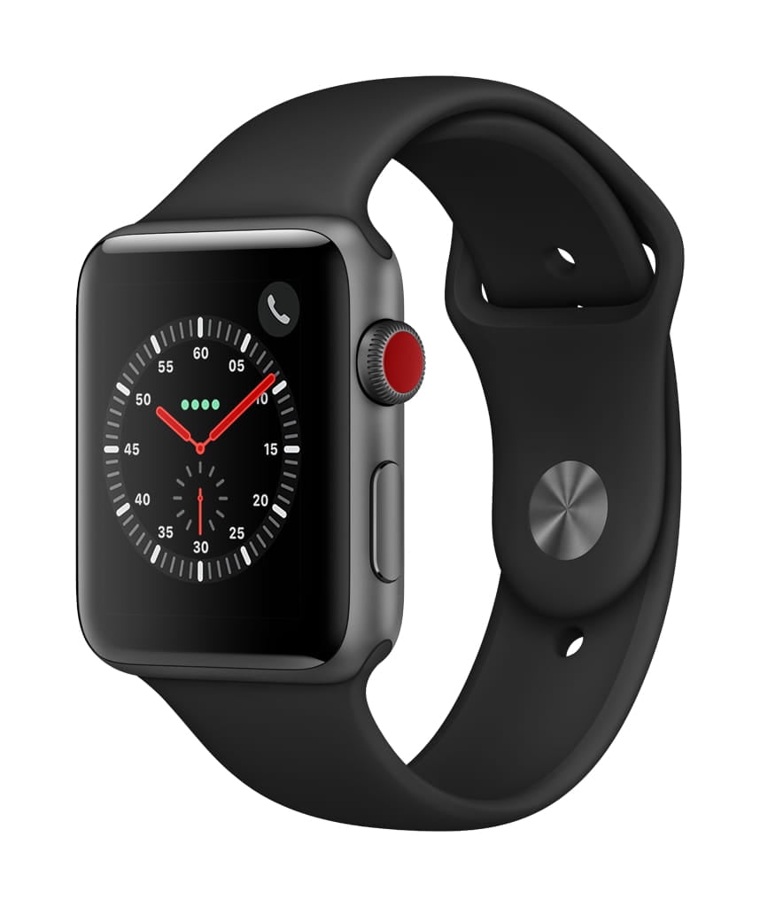 Apple Watch Series 3, 42MM, GPS + Cellular, Space Gray Aluminum Case, Space Gray Sport Band (USED Non-Retail Packaging) -