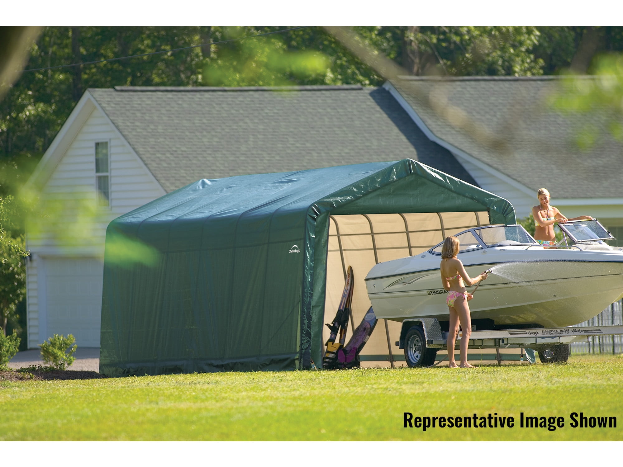 ShelterLogic 13' x 28' x 10' Green Carport