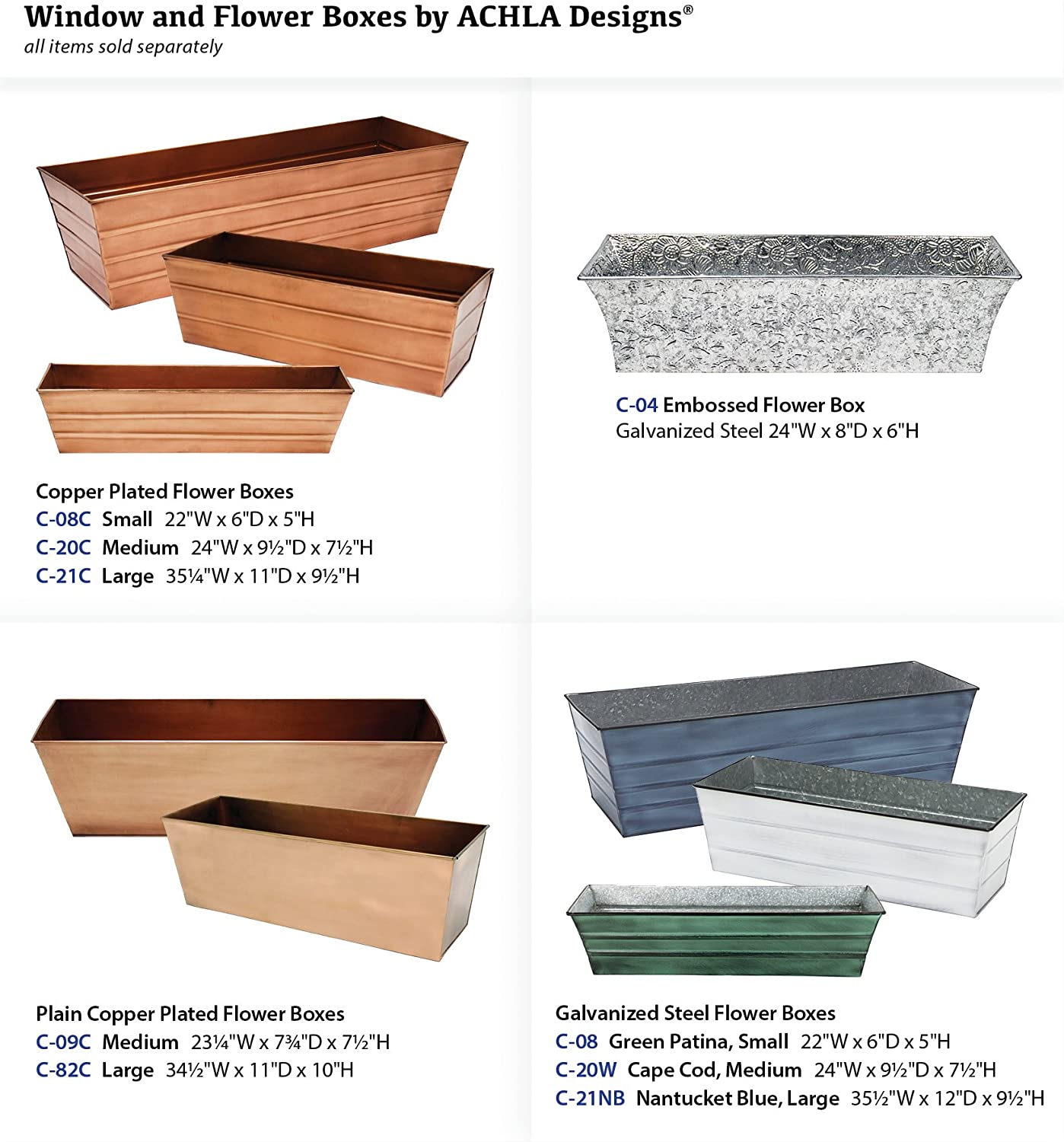Achla C-20C Copper Plated Window Box - Med
