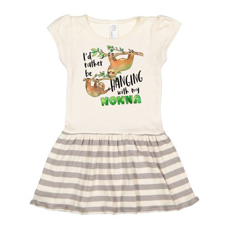 

Inktastic Id Rather Be Hanging with my Nonna- Cute Sloths Gift Toddler Girl Dress