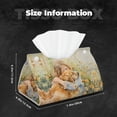 thumbnail image 2 of Tissue Box Cover, Girl Hugging Dog Flowers Rectangular Leather Tissue Holder - Tissue Case Facial Paper Organizer for Bathroom, Vanity Countertop, Tabletop, Car, Napkin, 2 of 6