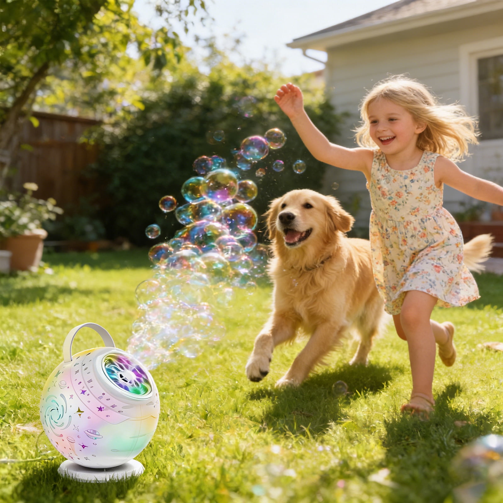 Rechargeable Bubble Machine - 2-in-1 Galaxy Projector Bubbles Maker Toys for Kids, Bubbles for Wedding Parties,Remote Control Easter Birthday and Xmas Gift for Boys Girls