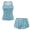 Blue Seashell Starfish Print, variant on Tankini Set, Gold Floral Vine Print with Side Pockets Tummy Control Women's Summer Swim Tank Top Pocketed Shorts Set for Fitness with Soft Two Side Pockets, Size Medium