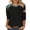 Black, variant on Women's Raglan Sleeve American Flag Print 3/4 Sleeve Tee, Solid Heather Fabric Loose Curved Hem Patriotic Daily Top S-XXL T-Shirts