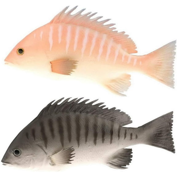 2 Pcs Artificial Black & Red Snapper Fake Fish Lifelike Hanging Decoration Home Party Christmas Display - 9 inch