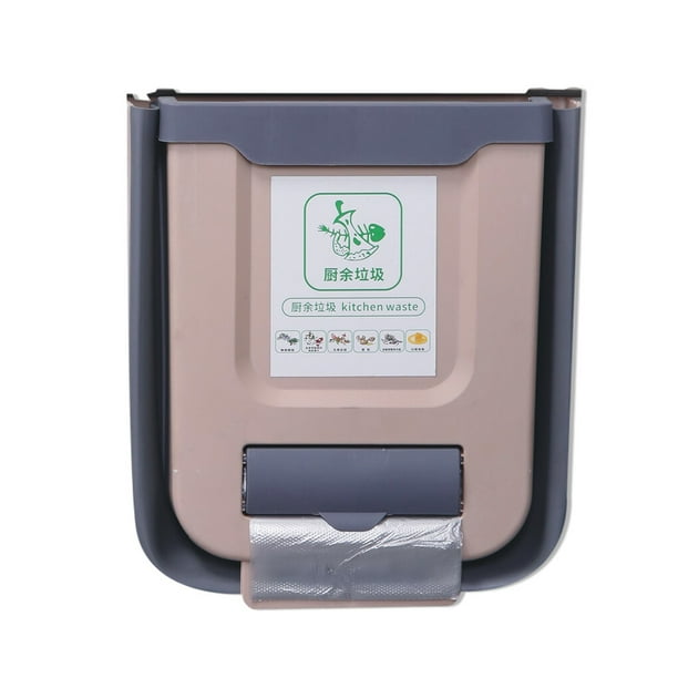 Cubo de basura plegable Ounissouiy PP TPR sin taladro Colgante interior Cocina Café L