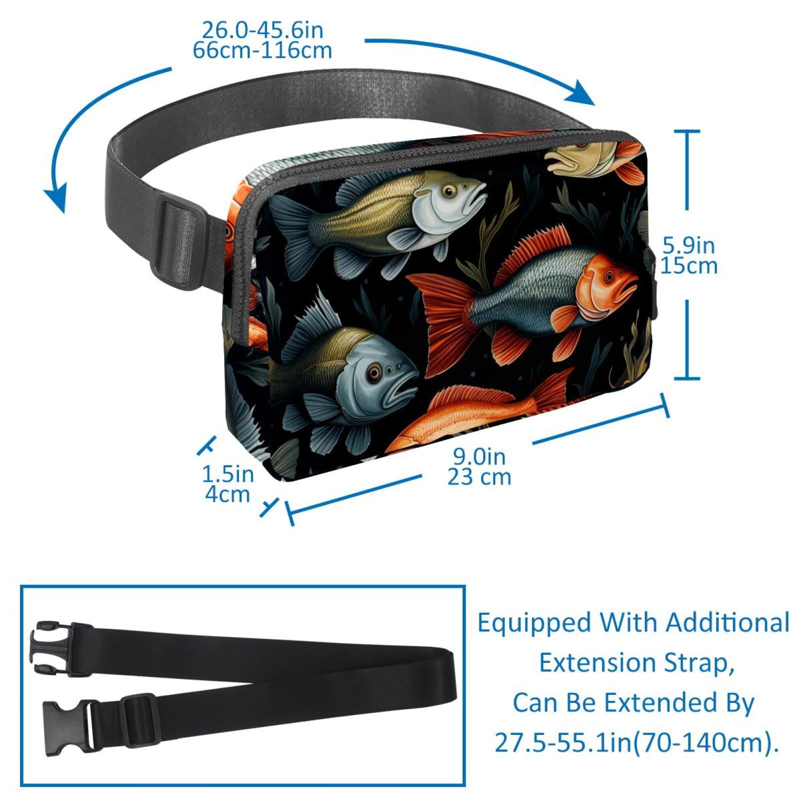 Fish Lightweight Adjustable Waist Pack with Extension Strap - Unisex Running Belt Fanny Pack