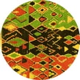 thumbnail image 1 of Ahgly Company Indoor Round Oriental Yellow Modern Area Rugs, 3' Round, 1 of 4