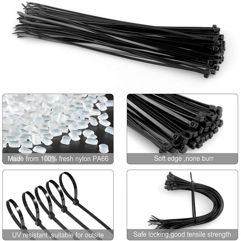 Releasable Reusable Zip Ties 12 Inch Heavy Duty Zip Tie Thick Black Cable  Ties Reusable 100 Pack 50lb Tensile Strength Nylon Cable Wire Ties for  Multi-Purpose Use Indoor and Outdoor Plastic Tie