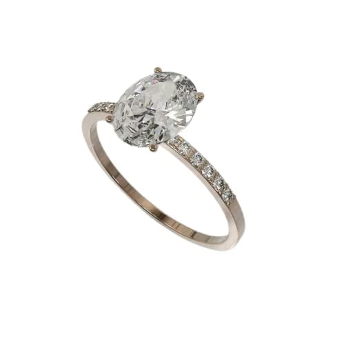 HeartsAndYou 1.5ct Oval Moissanite Engagement Ring for Women Solitaire with Round Accent 18k Rose Gold Over Silver