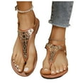 thumbnail image 4 of Flip Flops for Women 2026 Beach Summer Comfortable Strappy Flat Walking Thong Sandals with Elastic Strap Brown Size 36-43, 4 of 9