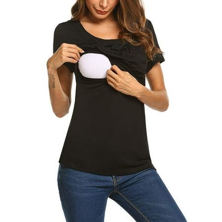 

HGWXX7 Maternity Clothing Womens Maternity Short Sleeve Layered Nursing Tops T-shirt For Breastfeeding