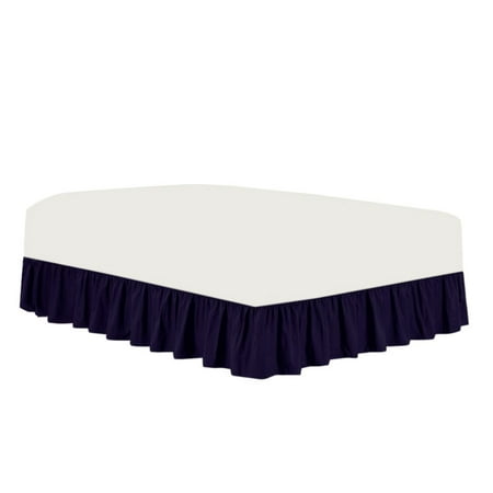 The Great American Store Premium 1800 Series Brushed Microfiber Easy Fit Gathered Style Ruffled Bed Skirt - 15 Inch Drop Length (Cal King Size, Solid Dark Blue) - Covers Bed Legs & Frame